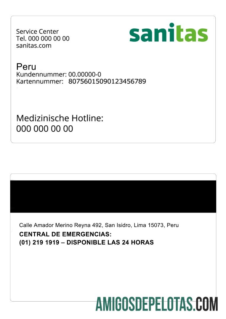 Cartão de Seguro Saúde do Peru exemplo real